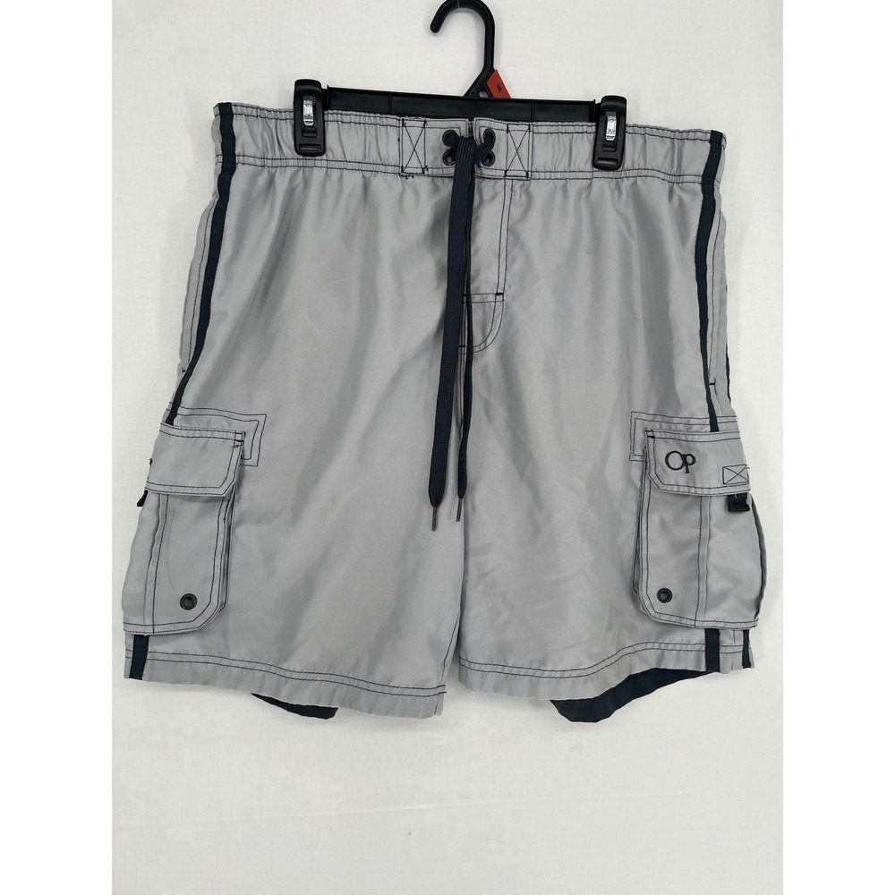 OP Ocean Pacific Cargo Swim Trunks Mens Size Large 36-38 Grey Board Shorts